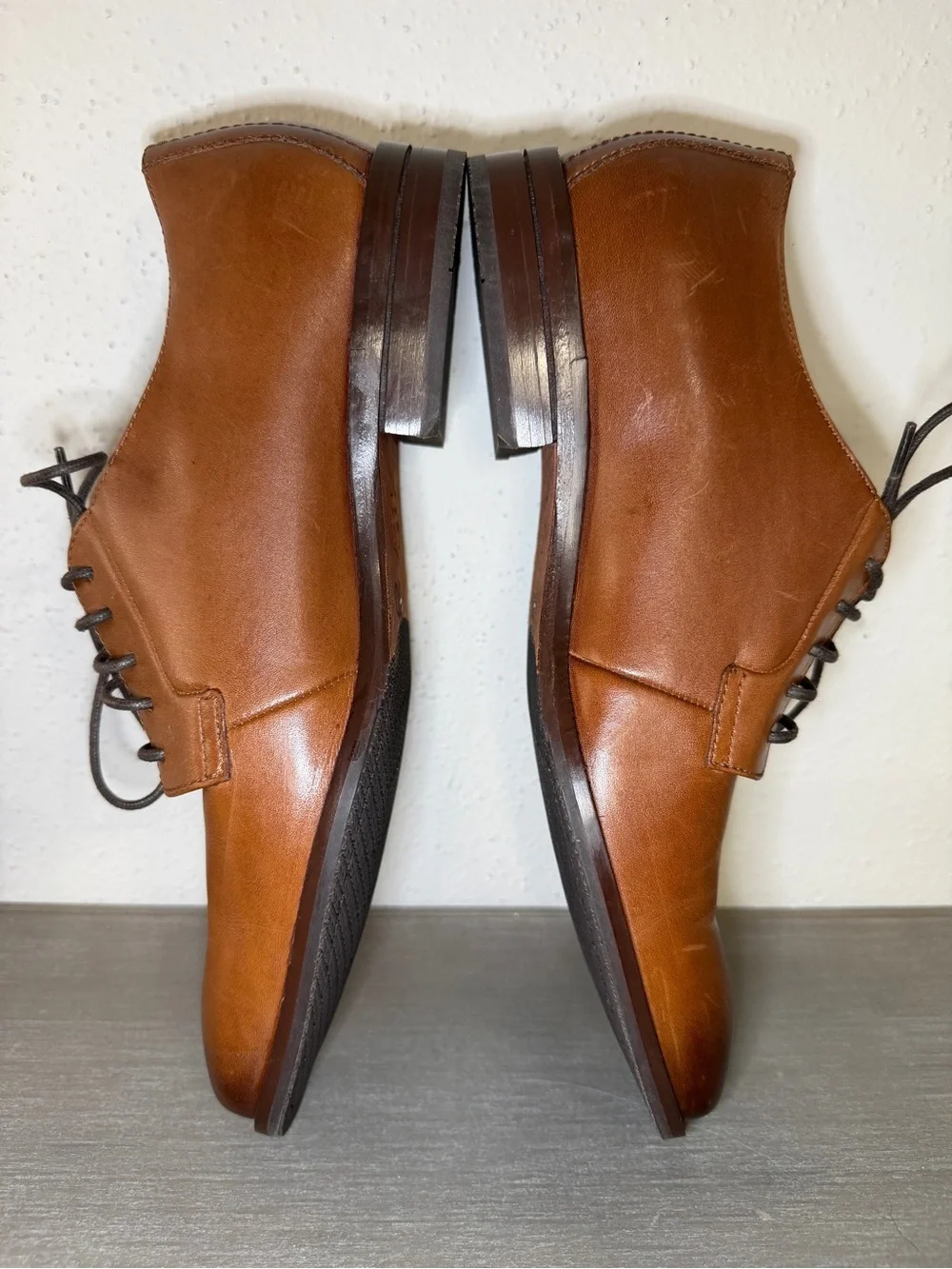 Cole Haan Sawyer Men’s Plain Toe Oxfords British Tan Leather Shoes 8.5 M